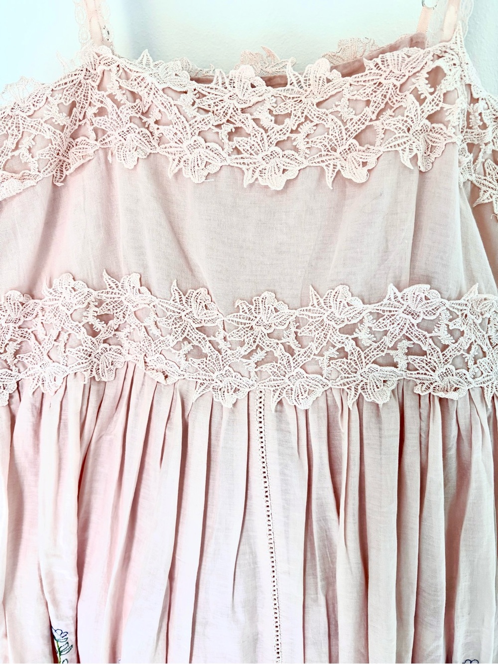 NWT! Caroline Constas Blush Pink Floral Maxi Dress with Lace Bodice - Picture 6 of 10